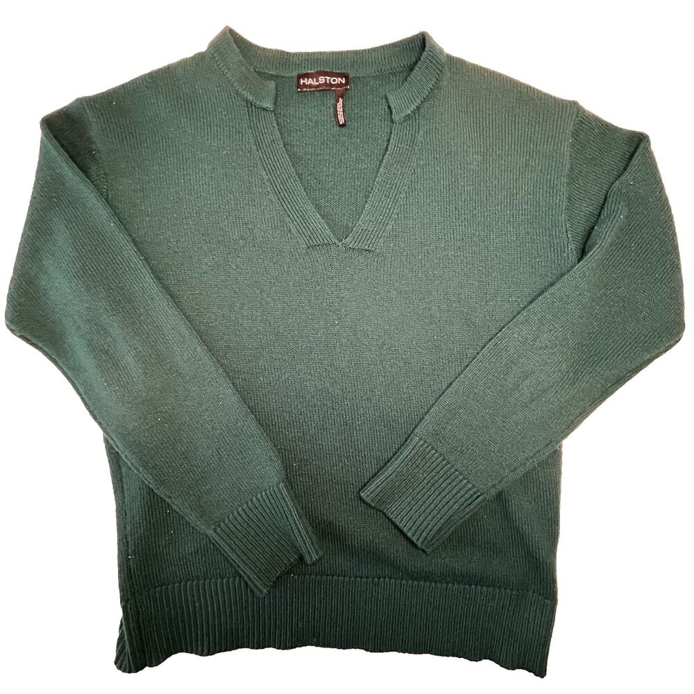 Halston Women's Sweater Cashmere Like Green Size Small